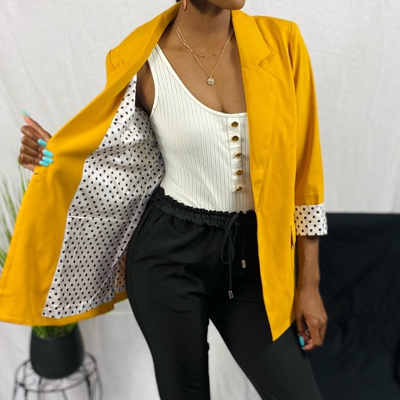 Polka Dot Cuffed Blazer - Picture 2 of 6